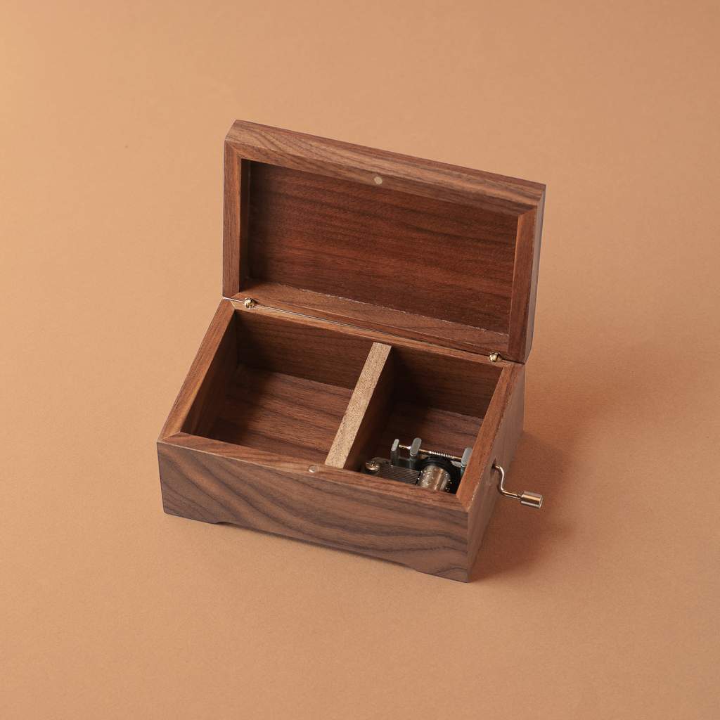 Music village  walnut wood music box